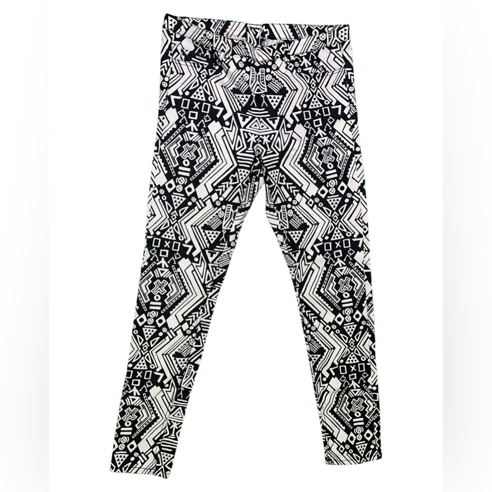 H&M DIVIDED Skinny Jeans,Black & White Pants,Back Zipper,Geometric,Stretch,10